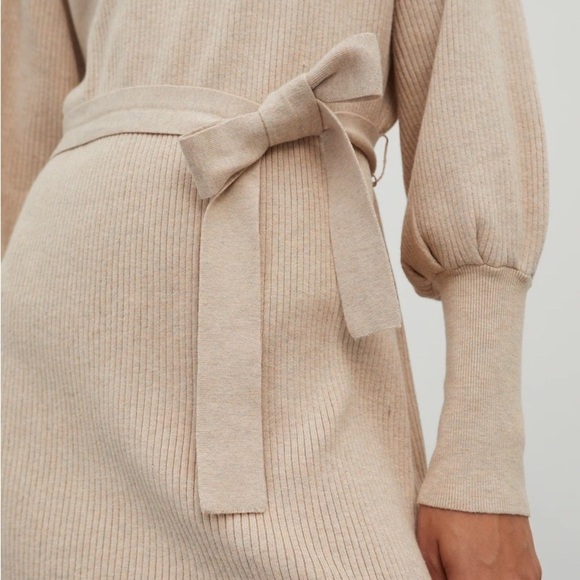 NWT EDITED Malene beige ribbed turtleneck sweater dress EU 42 US 12 - Picture 2 of 6